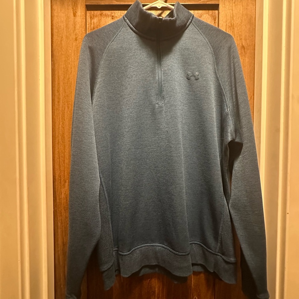 Men’s Under Armour XL Loose Cold Gear 3/4 Zip Sweater Navy Blue Color